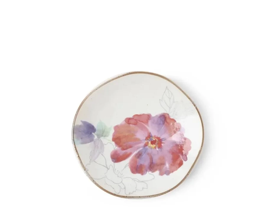 Miya Company Purple Floral Design Mini Plate - Decorative Ceramic Appetizer Dish