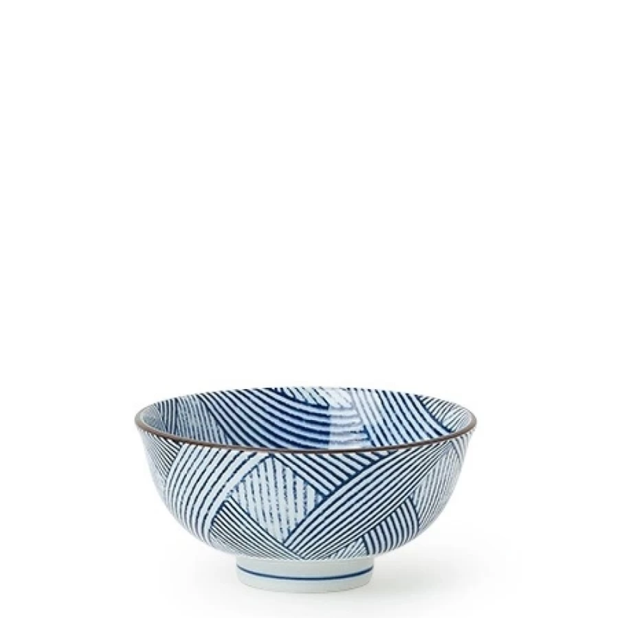 Miya Company Aizome Shima 4.5-Inch Handcrafted Japanese Rice Bowl - Traditional Indigo Dyed Ceramic Dish for Asian Cuisine