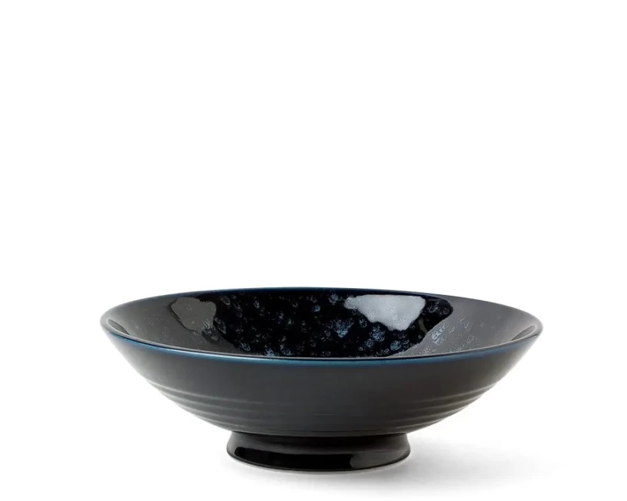 Miya Company Uchuu Deep Blue 9.5-Inch Ceramic Serving Bowl for Dining & Entertaining