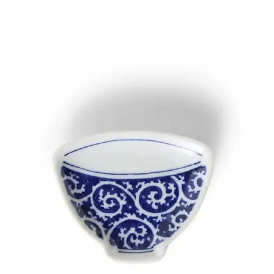 Miya Company Mini Plate 3.75" Blue & White Teacup Karakusa Design - Decorative Ceramic Dessert Plate