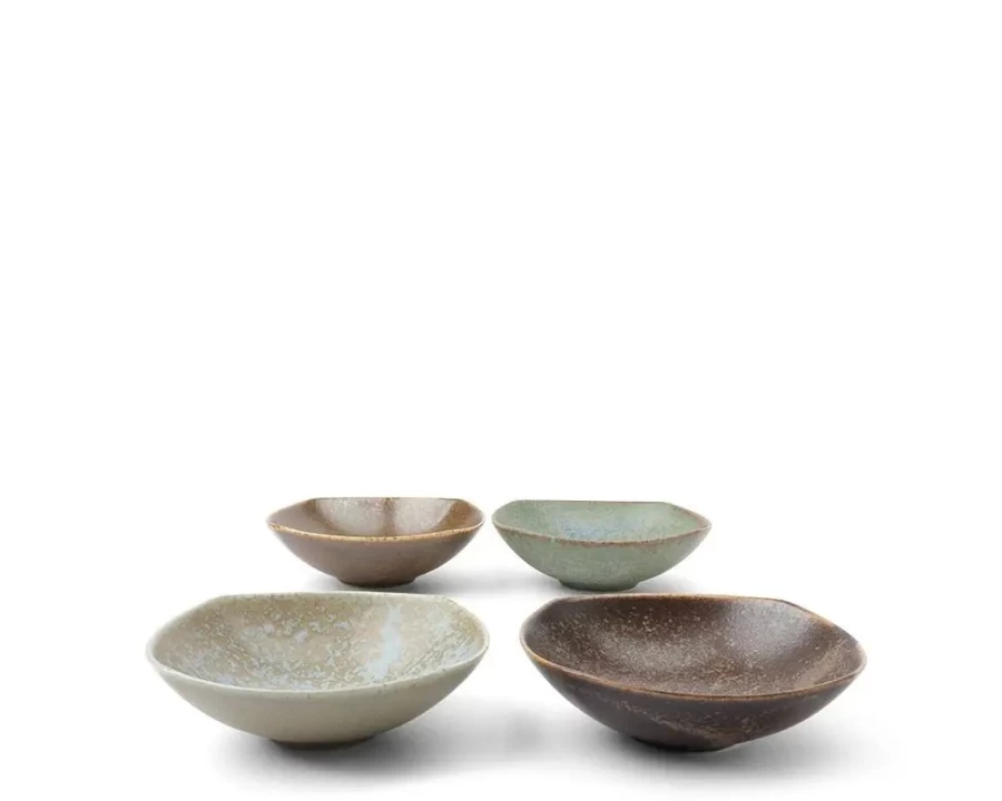 Miya Company 4-1/4" Pacific Forest Matte Sauce Dishes Set of 4 - Durable Ceramic Appetizer Plates for Dining & Entertaining