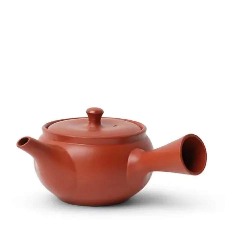 Miya Company Tokoname Kyusu Teapot - Traditional Japanese Red Hira-Maru Design for Premium Loose Leaf Tea