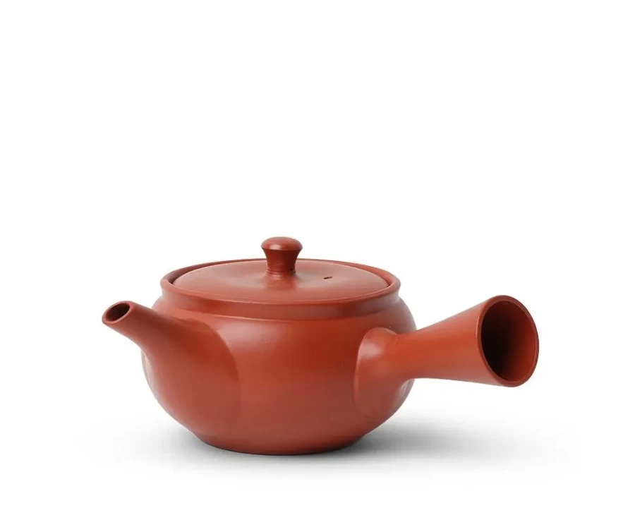 Miya Company Tokoname Kyusu Teapot - Traditional Japanese Red Hira-Maru Design for Premium Loose Leaf Tea