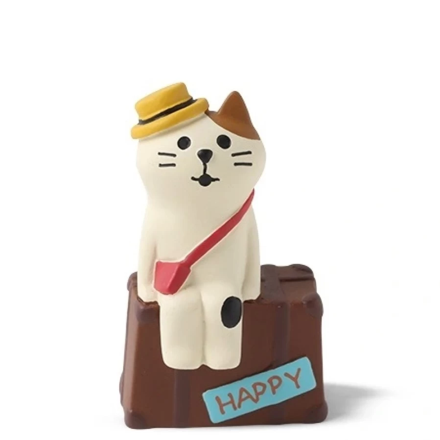 "Miya Company Handcrafted Traveling Cat Figurine - Collectible Decorative Statue"