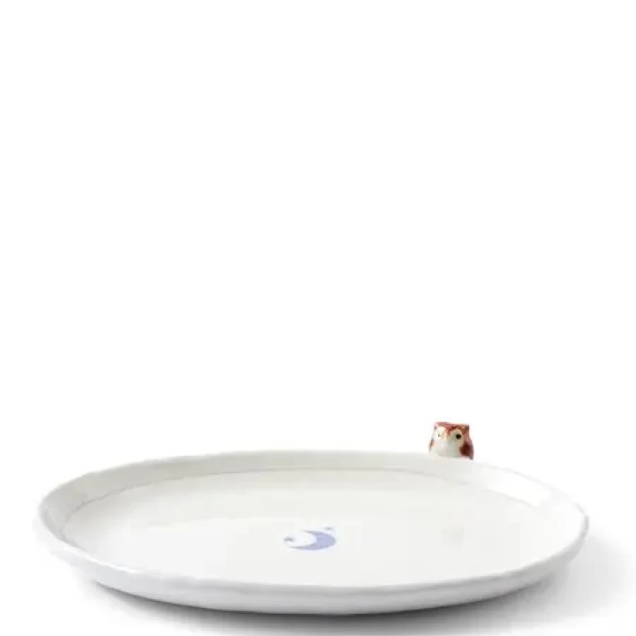 "Owl & Moon Design Ceramic Plate by Miya Company – Handcrafted Decorative Dinnerware"