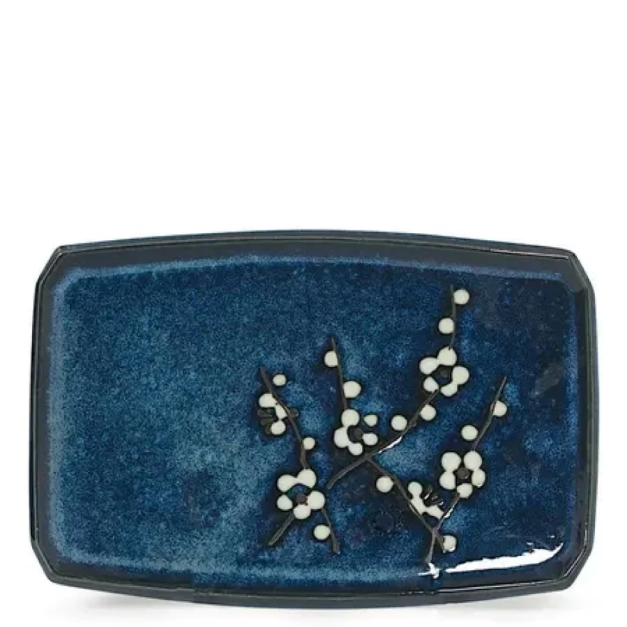 Miya Company Namako Blossoms Ceramic Plate 7.25 Inch Round Decorative Dish for Home Dining