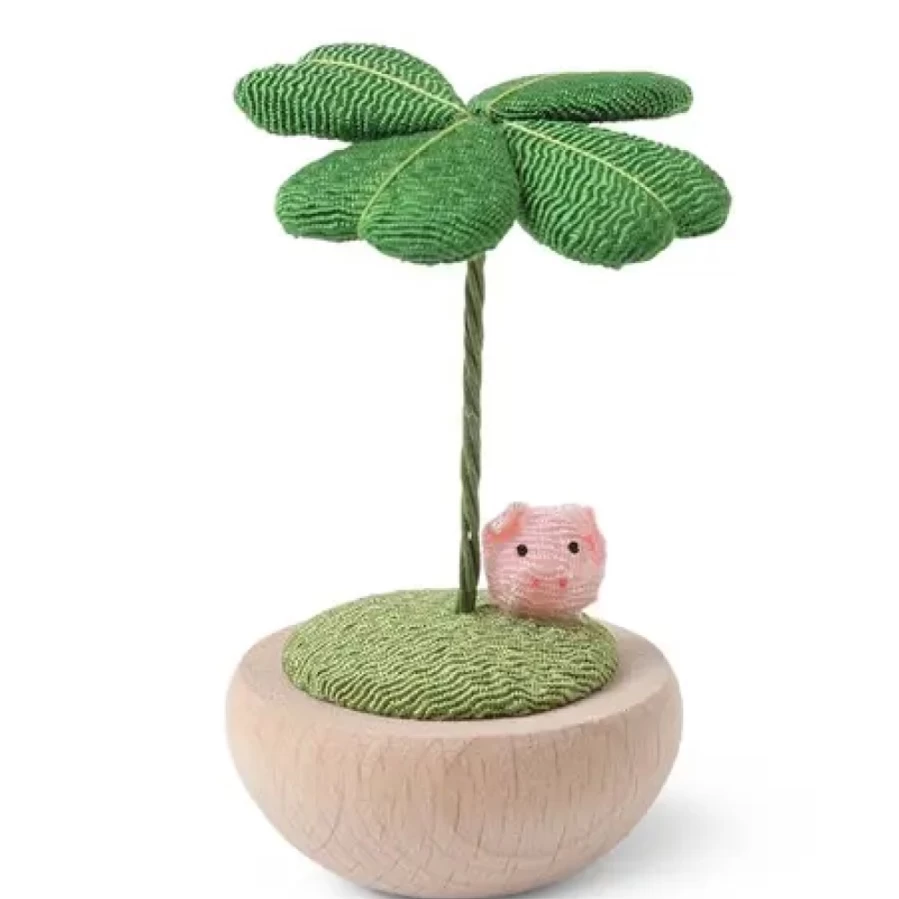Lucky Clover & Pig Figurine - Charming Collectible by Miya Company