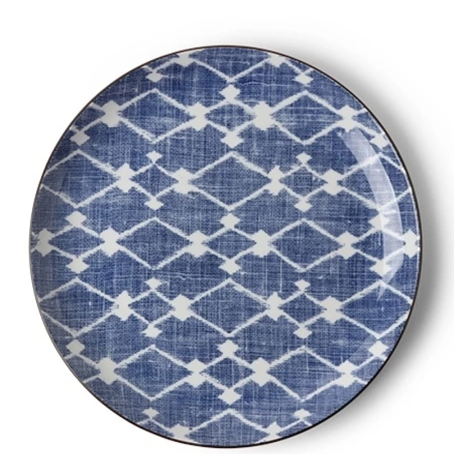 Miya Company Aizome Hishi 10 Inch Decorative Plate - Handcrafted Ceramic Dinnerware