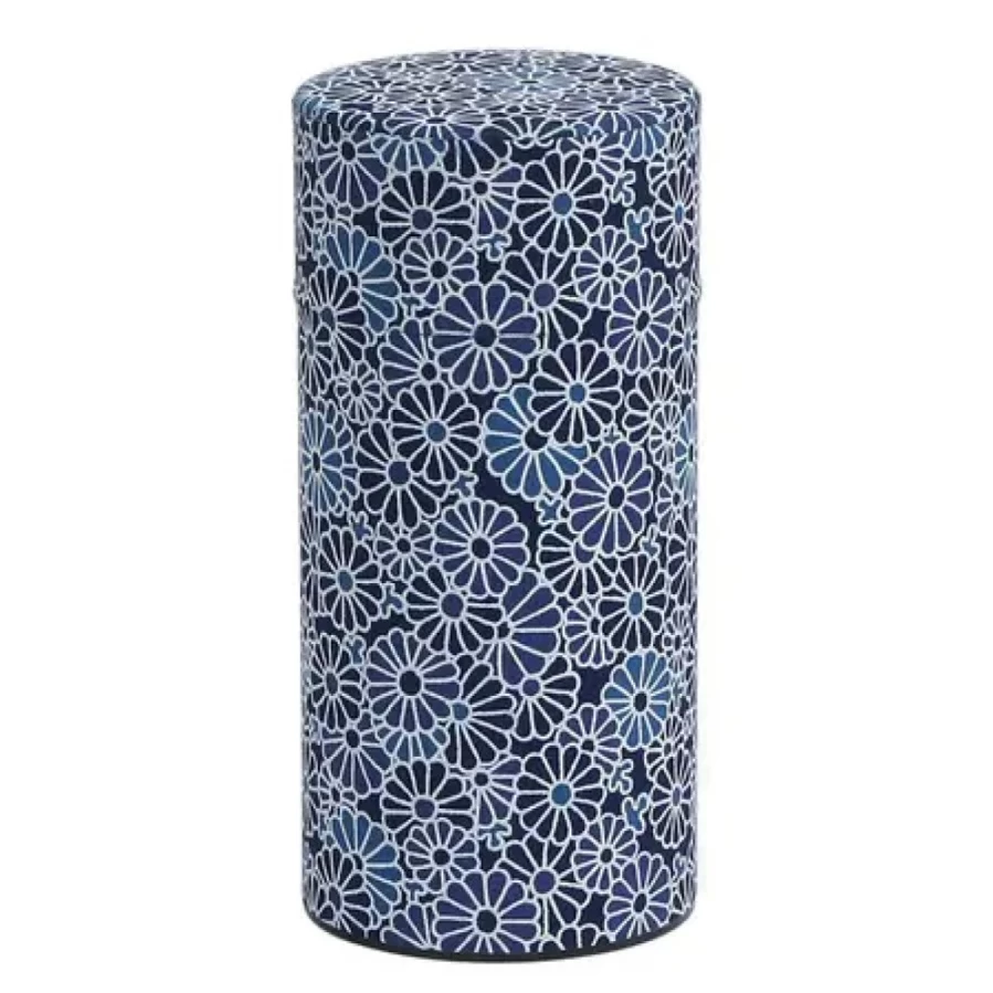 Miya Company Blue Mums Tea Canister - Airtight Storage Container for Fresh Tea