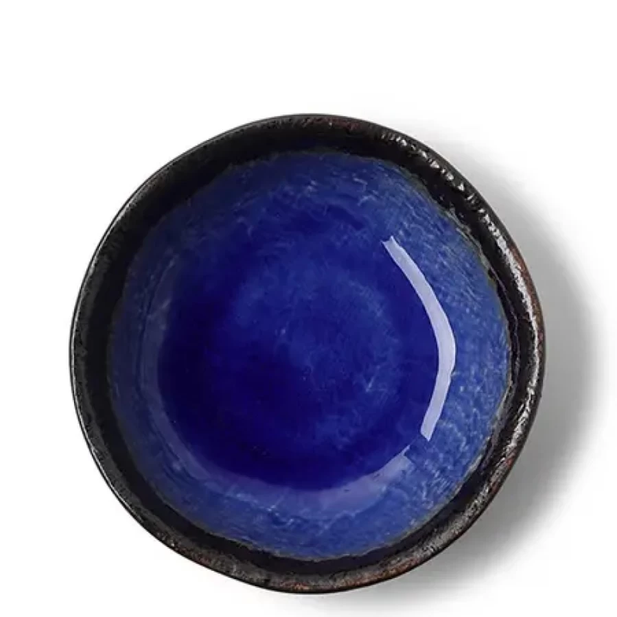 Miya Company 5" Cobalt Blue Ceramic Shallow Bowl - Handcrafted Decorative Serving Dish