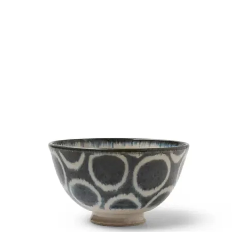 Miya Company Rustic White Ceramic Rice Bowl with Circular Design - Handcrafted Dining Essential
