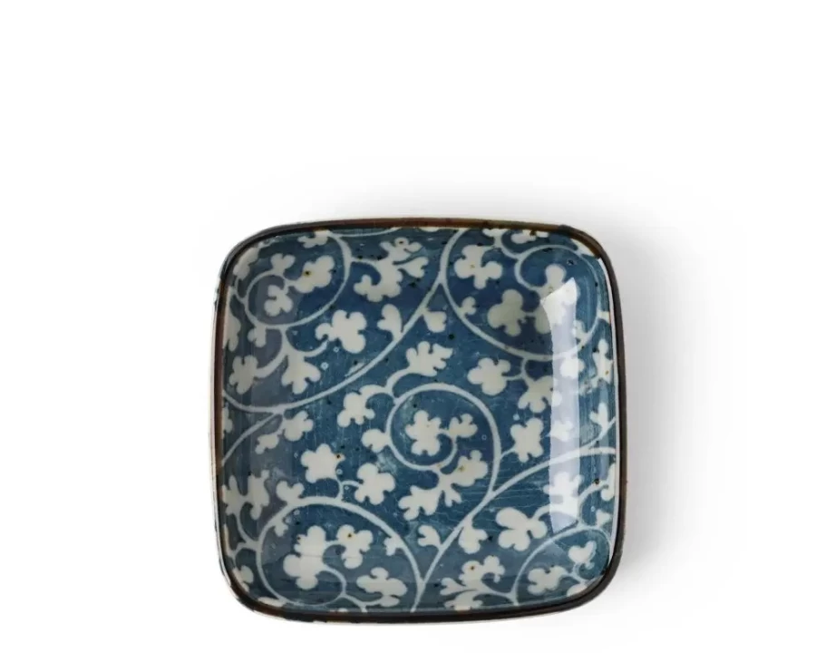 Miya Company 3.5" Karakusa Pattern Sauce Dish - Elegant Ceramic Appetizer Plate for Dining & Serving
