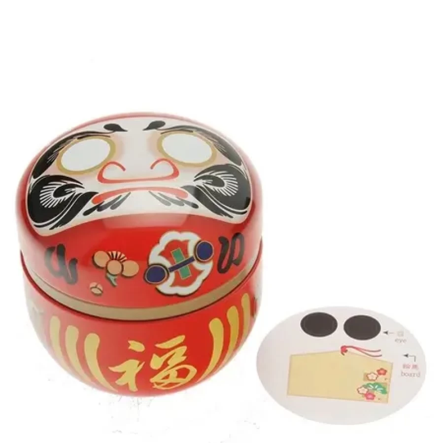 Miya Company Red Daruma Tea Canister for Good Wishes - Airtight Storage Container