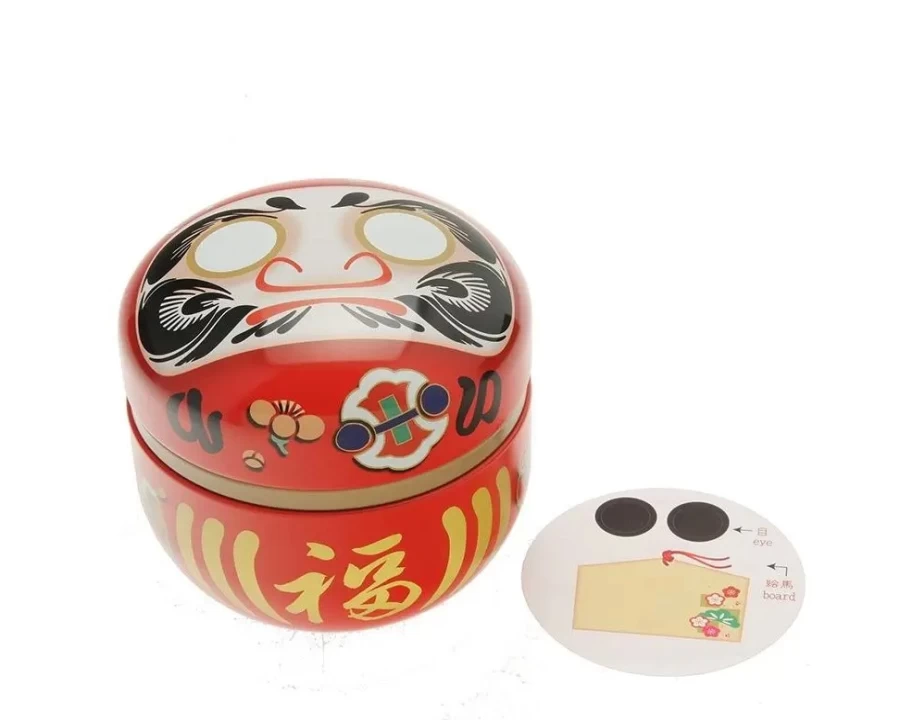 Miya Company Red Daruma Tea Canister for Good Wishes - Airtight Storage Container