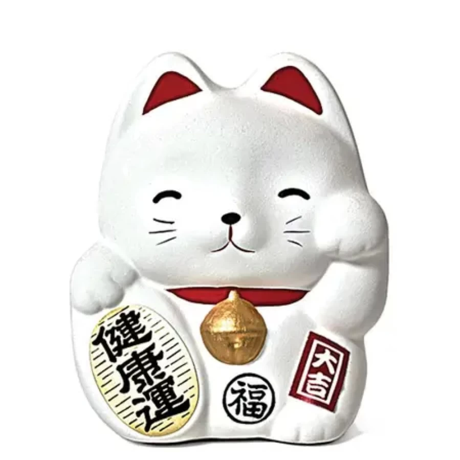Miya Company White Feng Shui Fortune Cat Money Bank for Wealth and Good Luck