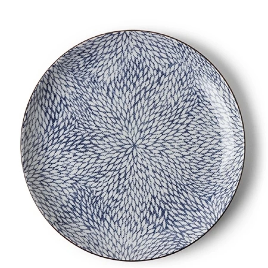 Miya Company Aizome Mums 10 Inch Decorative Plate - Handcrafted Ceramic Dinner Plate