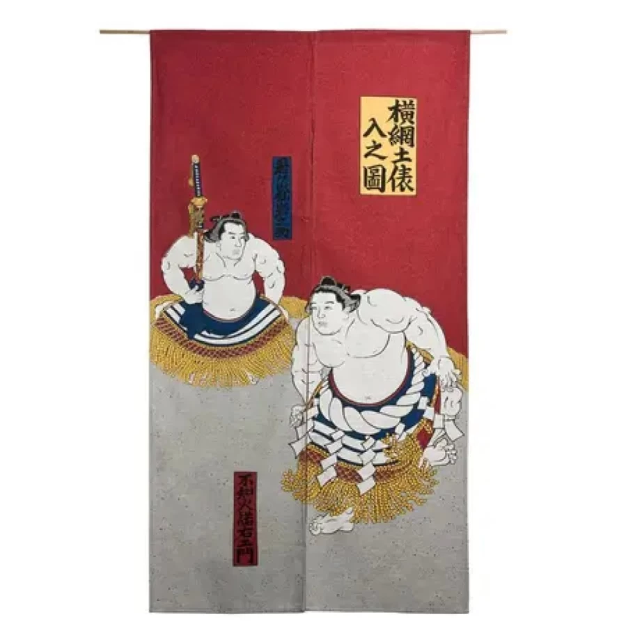 Miya Company Yokozuna Red Noren - Traditional Japanese Curtain for Home & Decor