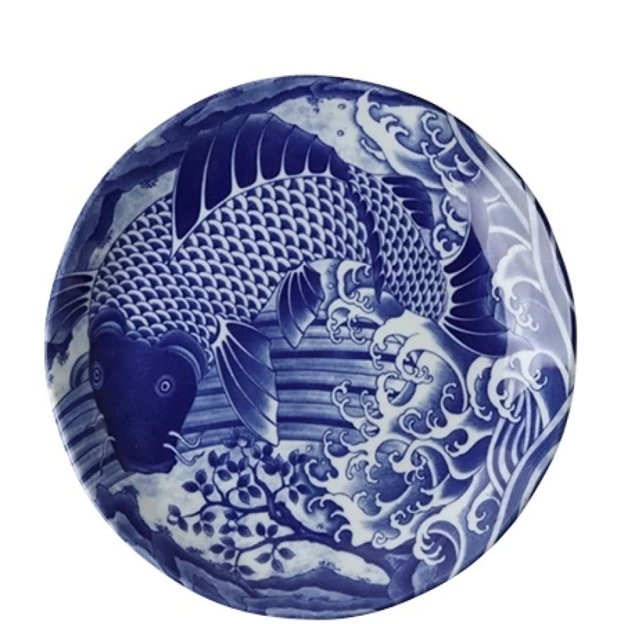 "Koi Fish Design 10 Inch Ceramic Plate by Miya Company – Decorative Dining & Serving Dish"