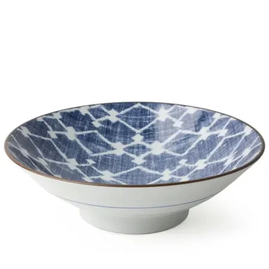 Miya Company Aizome Hishi 9.75-Inch Ceramic Serving Bowl for Dining & Entertaining