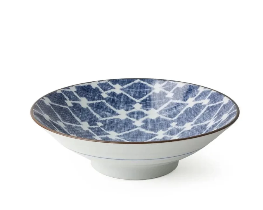 Miya Company Aizome Hishi 9.75-Inch Ceramic Serving Bowl for Dining & Entertaining