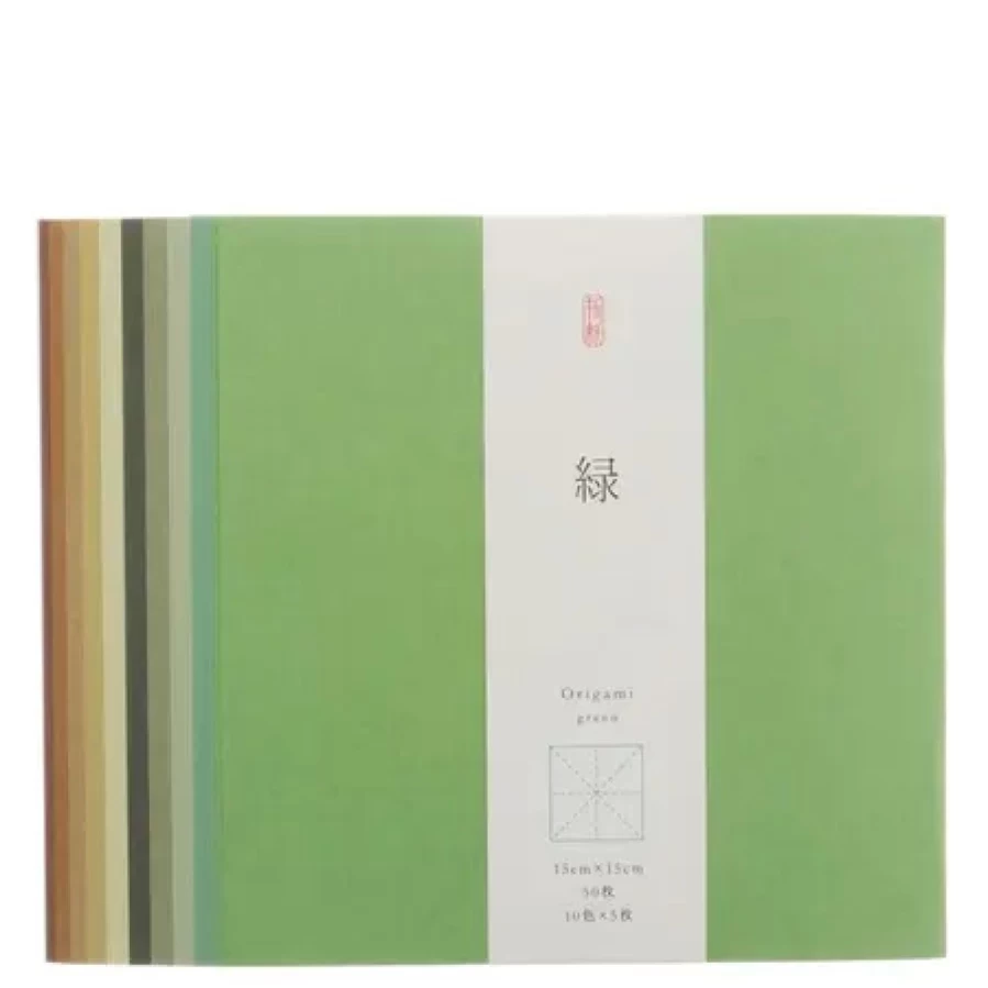 Miya Company Origami Washi Paper - 10 Shades of Green Japanese Craft Sheets for DIY Art Projects