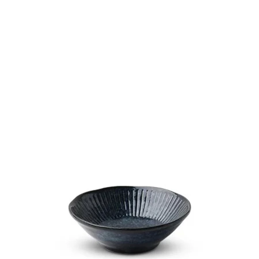 Miya Company Blue Namako Tokusa 4.5-Inch Ceramic Shallow Bowl for Dining & Decor