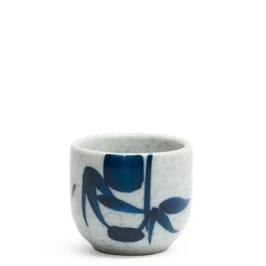 "Miya Company Blue Bamboo Sake Cup - 1.2 Oz Handcrafted Ceramic Japanese Sake Set for Authentic Drinking Experience"