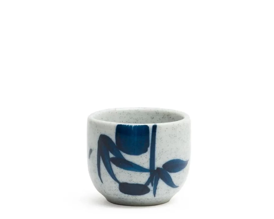 "Miya Company Blue Bamboo Sake Cup - 1.2 Oz Handcrafted Ceramic Japanese Sake Set for Authentic Drinking Experience"