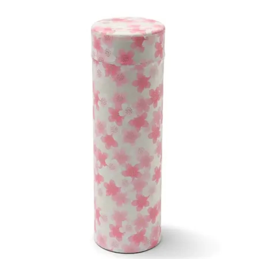 Miya Company White Tea Canister with Sakura Blossoms Design - Airtight Ceramic Storage Container