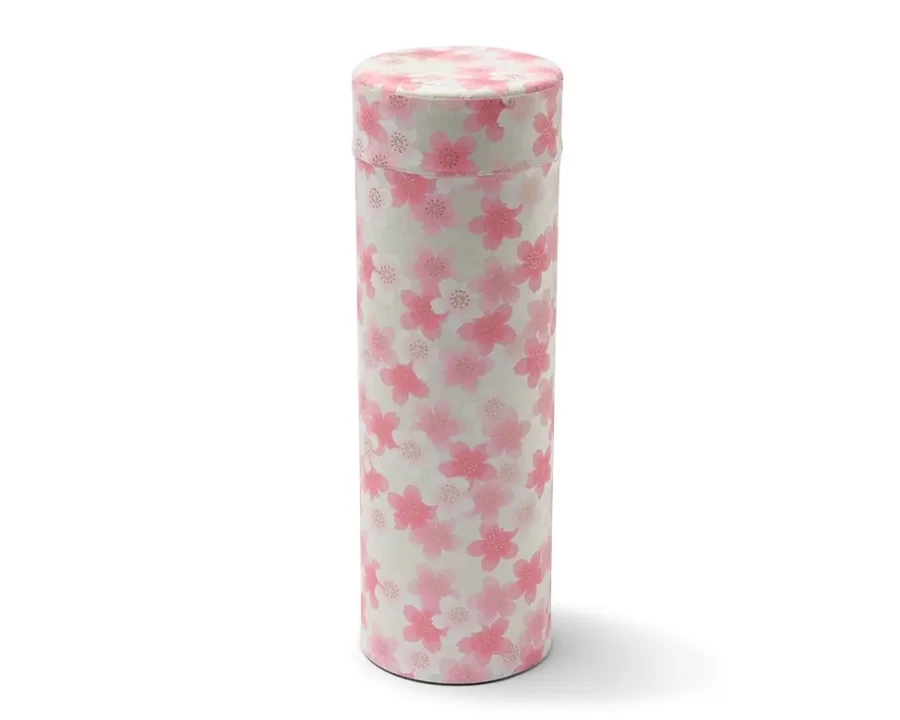 Miya Company White Tea Canister with Sakura Blossoms Design - Airtight Ceramic Storage Container