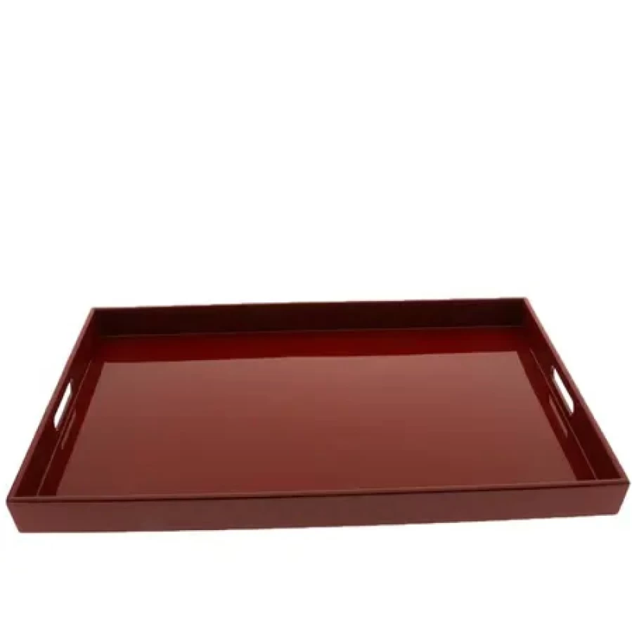 Miya Company 18-7/8" x 12-1/4" Red Plastic Serving Tray - Durable & Stylish Food Tray for Home or Restaurant Use