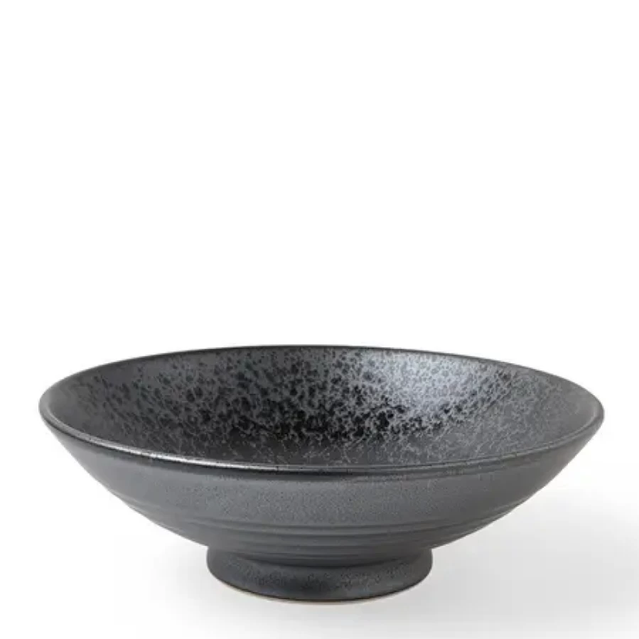 "MIYA COMPANY 9.5 Inch Silver Blue Granite Serving Bowl – Durable Stoneware Dish for Dining & Entertaining"