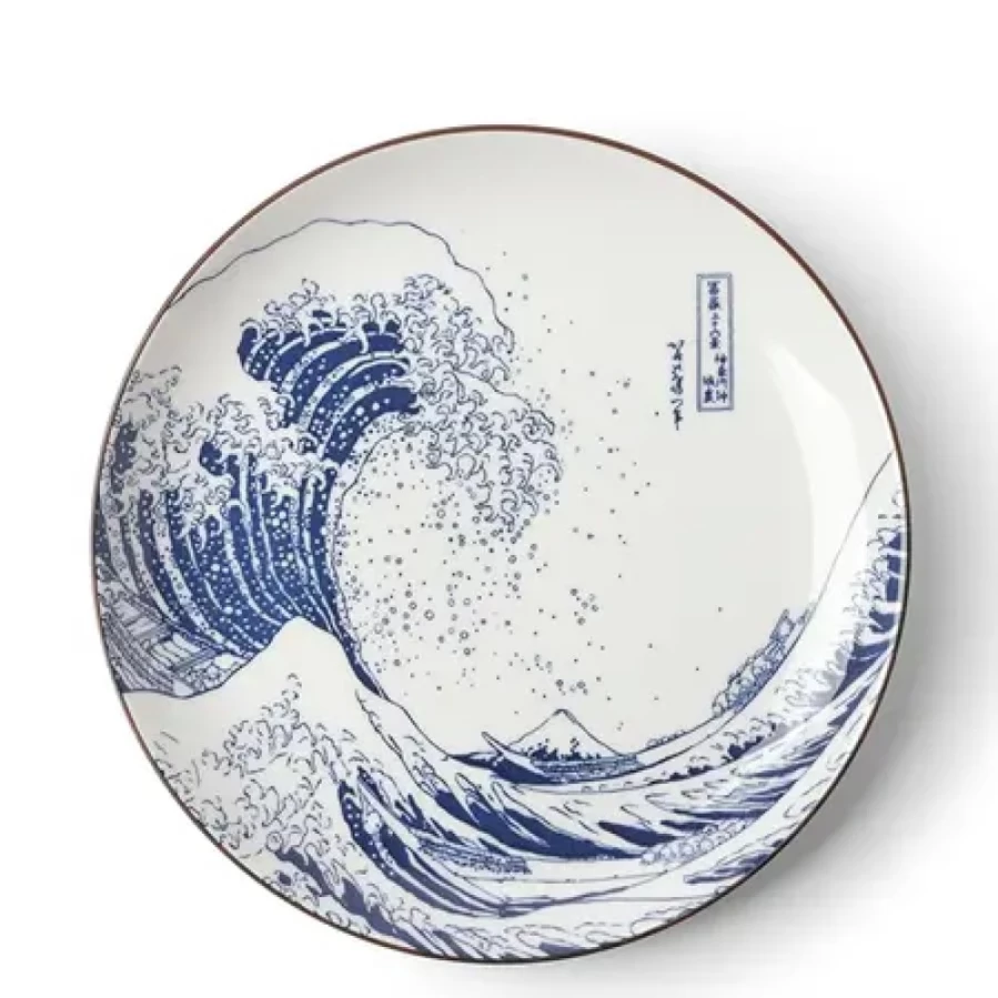 Miya Company The Great Wave Ceramic Plate - 10 Inch Japanese Art Decor