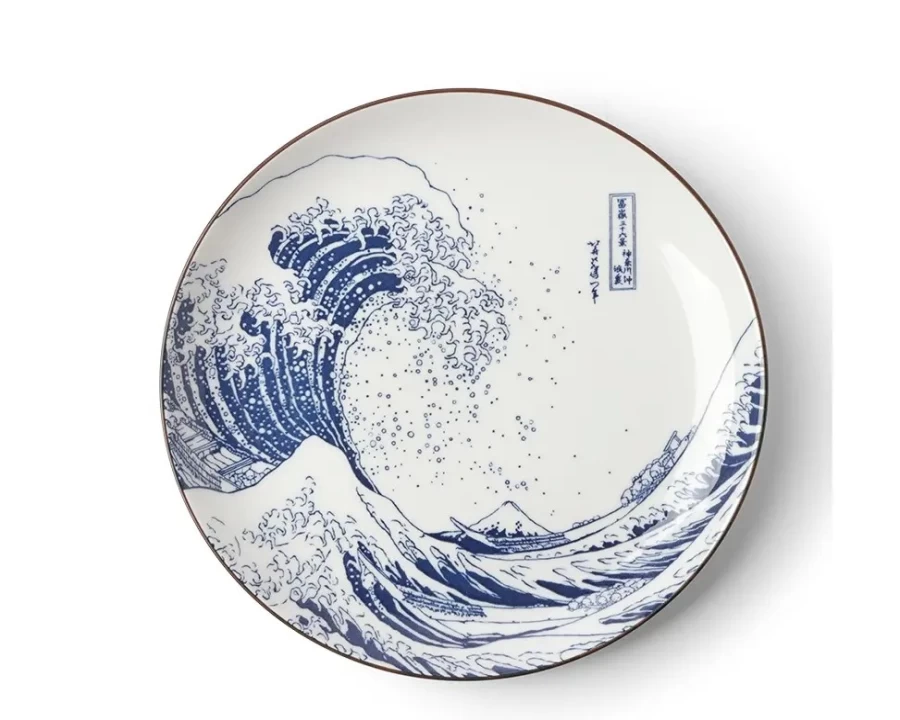 Miya Company The Great Wave Ceramic Plate - 10 Inch Japanese Art Decor