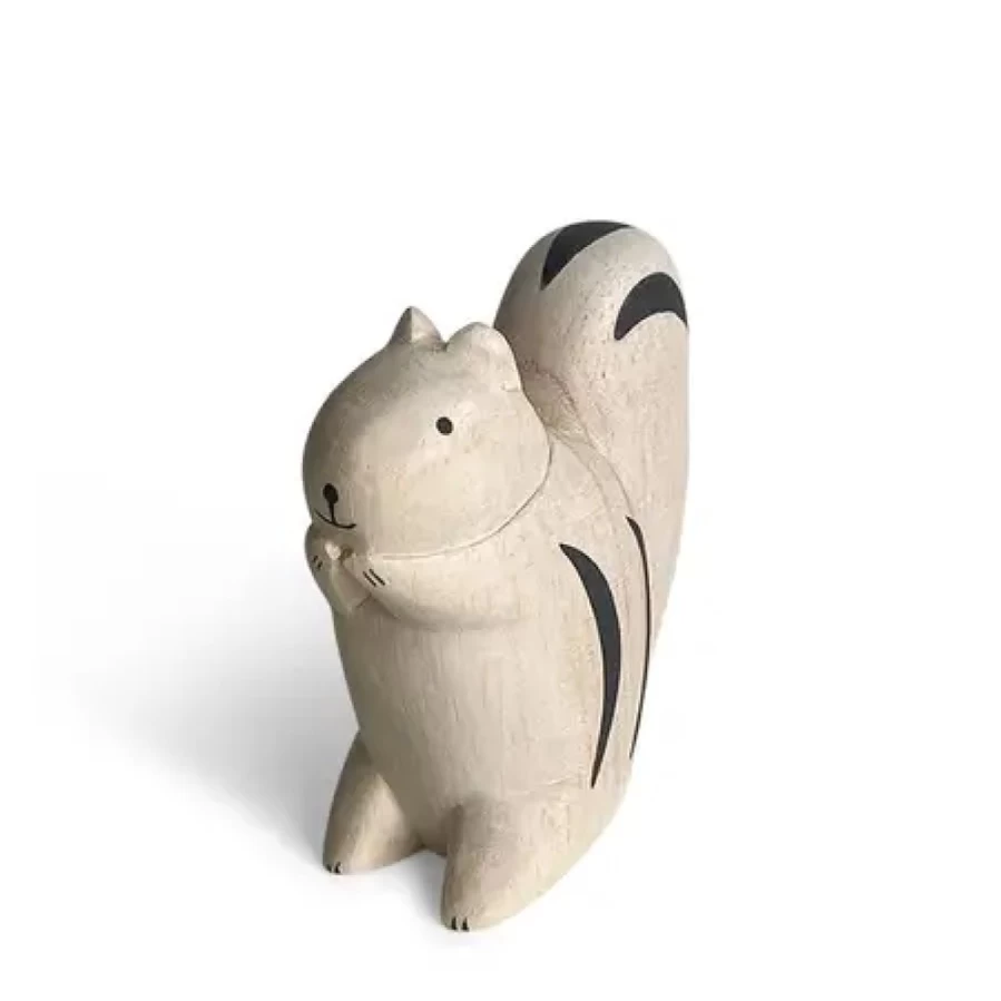 Miya Company T-Lab Wooden Squirrel Animal Figurine - Handcrafted Wood Toy for Kids & Collectors
