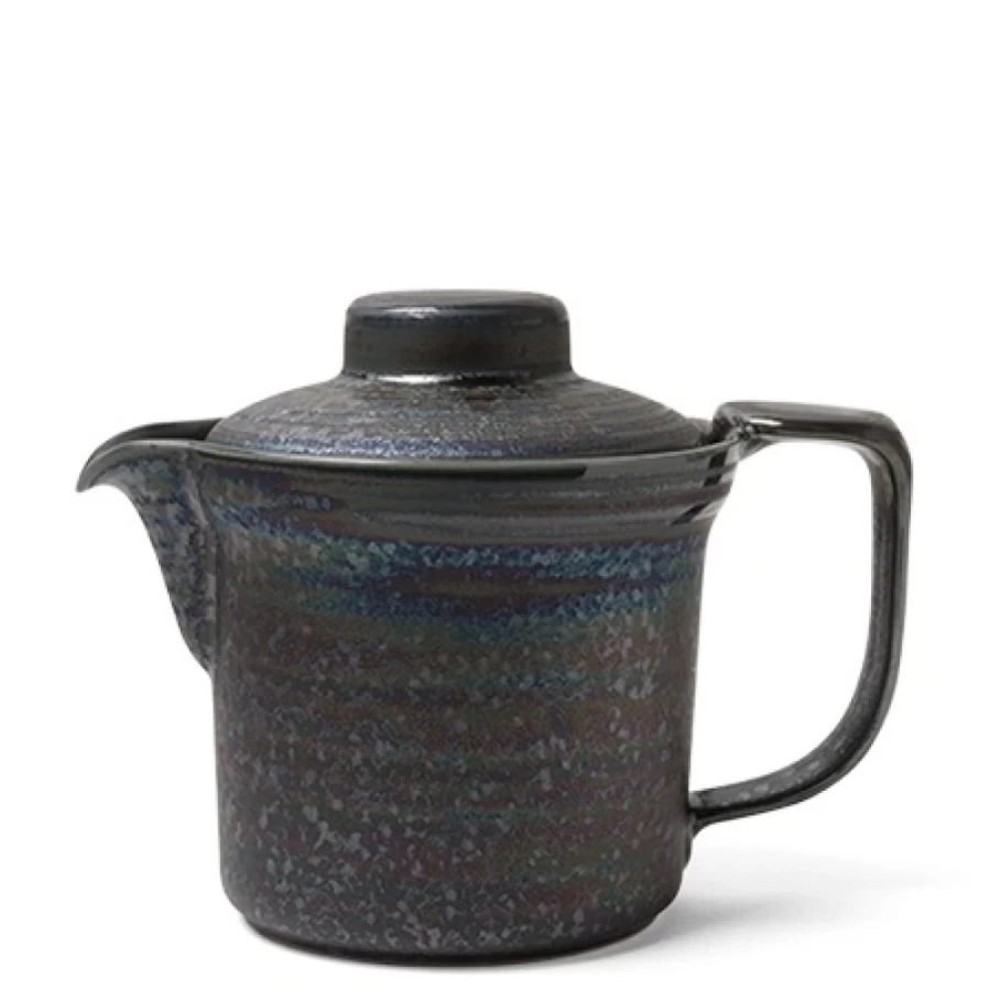 Miya Company Naoki Brown Ceramic Teapot - Handcrafted Japanese Style Pot for Tea Lovers