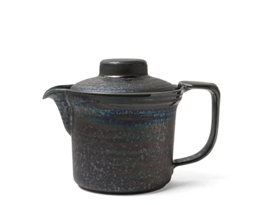 Miya Company Naoki Brown Ceramic Teapot - Handcrafted Japanese Style Pot for Tea Lovers