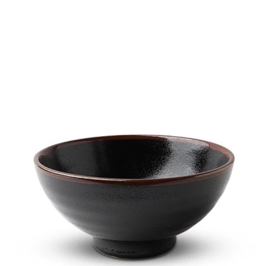 Miya Company Black Tenmoku 7.5 Inch Noodle Bowl – Handcrafted Ceramic Soup Bowl for Ramen & Asian Cuisine