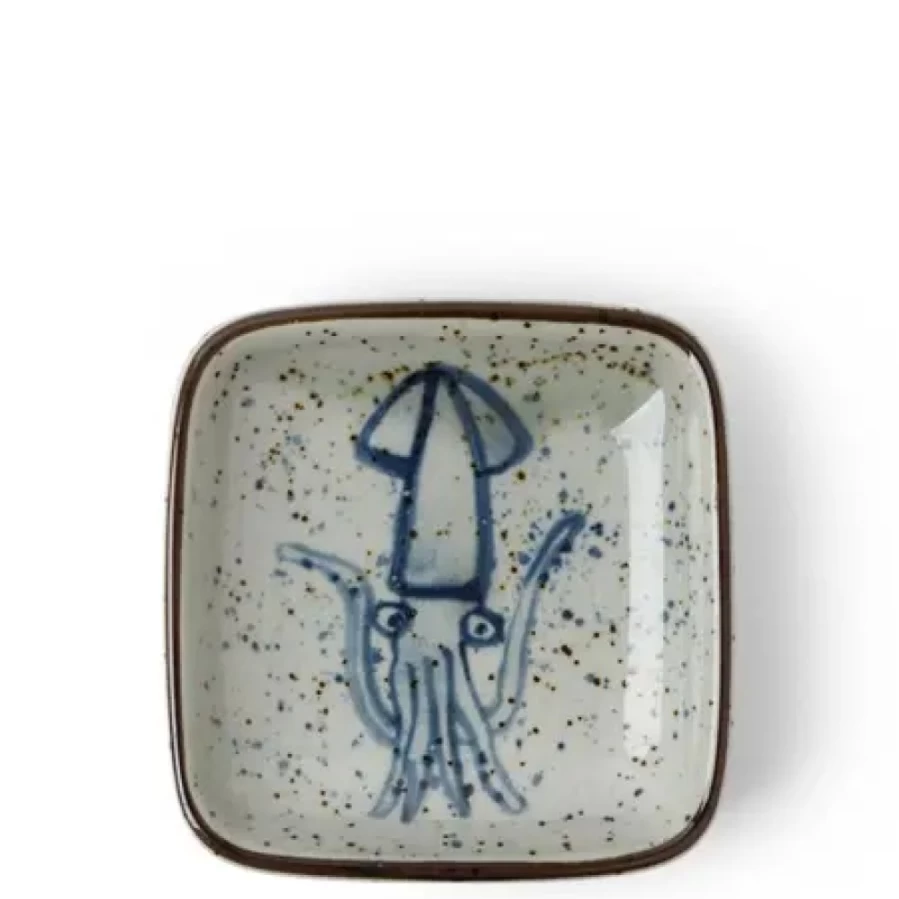 Miya Company 3.5" Squid Sauce Dish - Small Condiment Bowl for Soy Sauce, Dipping, and Sushi