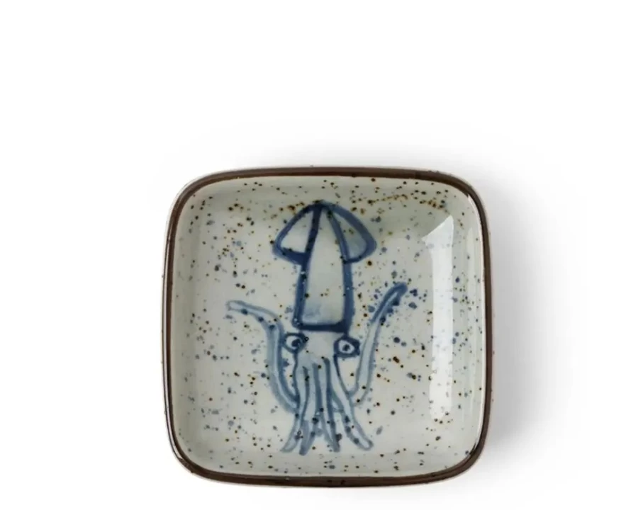 Miya Company 3.5" Squid Sauce Dish - Small Condiment Bowl for Soy Sauce, Dipping, and Sushi