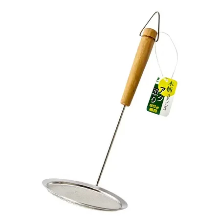 "MIYA COMPANY 3.5 Inch Wooden Handle Mesh Skimmer - Stainless Steel Kitchen Strainer"