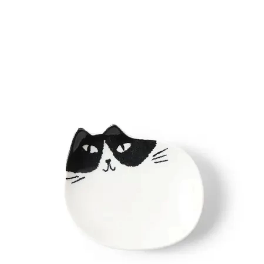 "Miya Company Cozy Cat-Shaped Sauce Dish for Pets – Elegant Ceramic Diner Bowl"