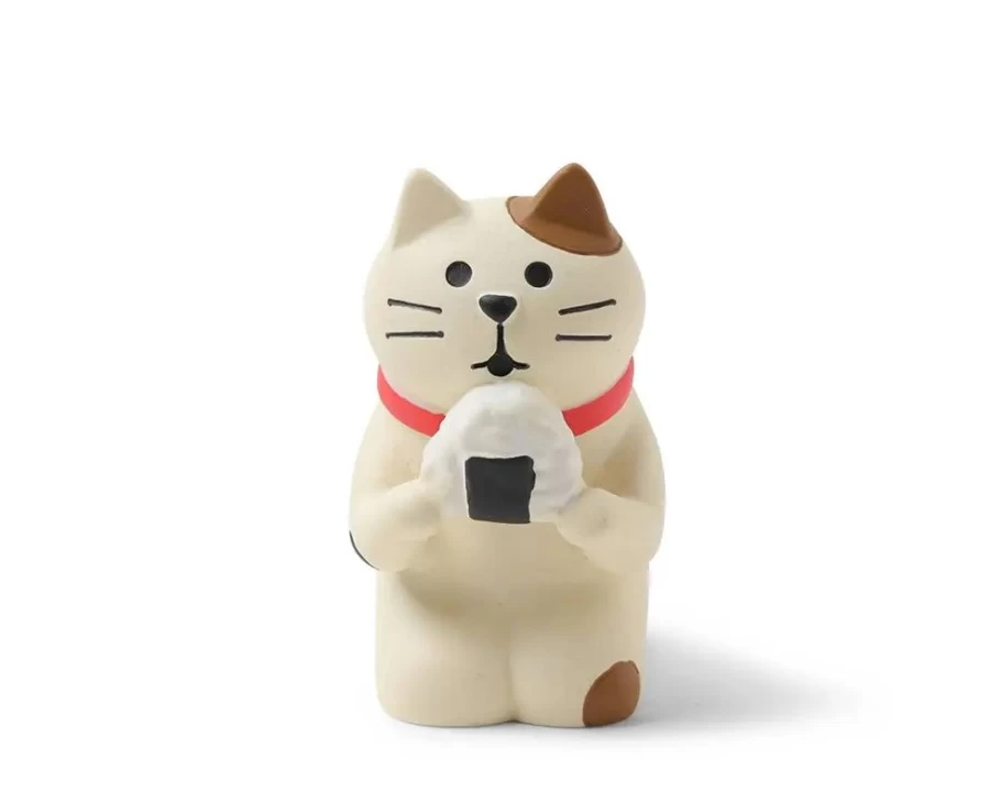 "Miya Company Omusubi Cat Figurine - Handcrafted Decorative Collectible"