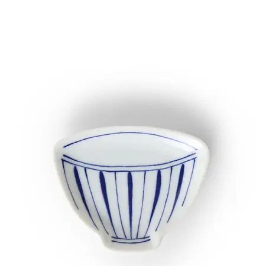Miya Company Mini Plate 3.75" Blue & White Striped Teacup Design - Decorative Ceramic Appetizer Dish