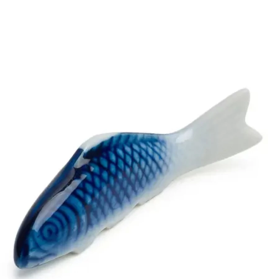 "Premium Blue Koi Fish Chopstick Rest - Elegant Ceramic Tableware by Miya Company"