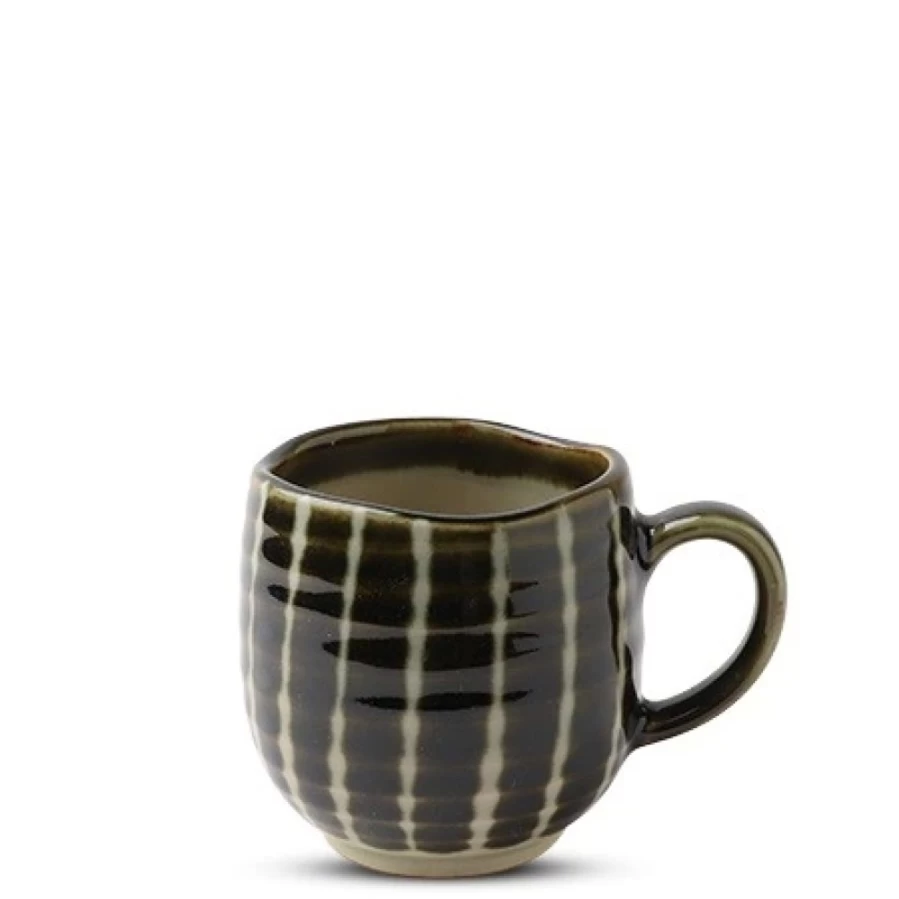 Miya Company Green Striped 8 Oz. Ceramic Mug - Oribe Style Coffee Cup