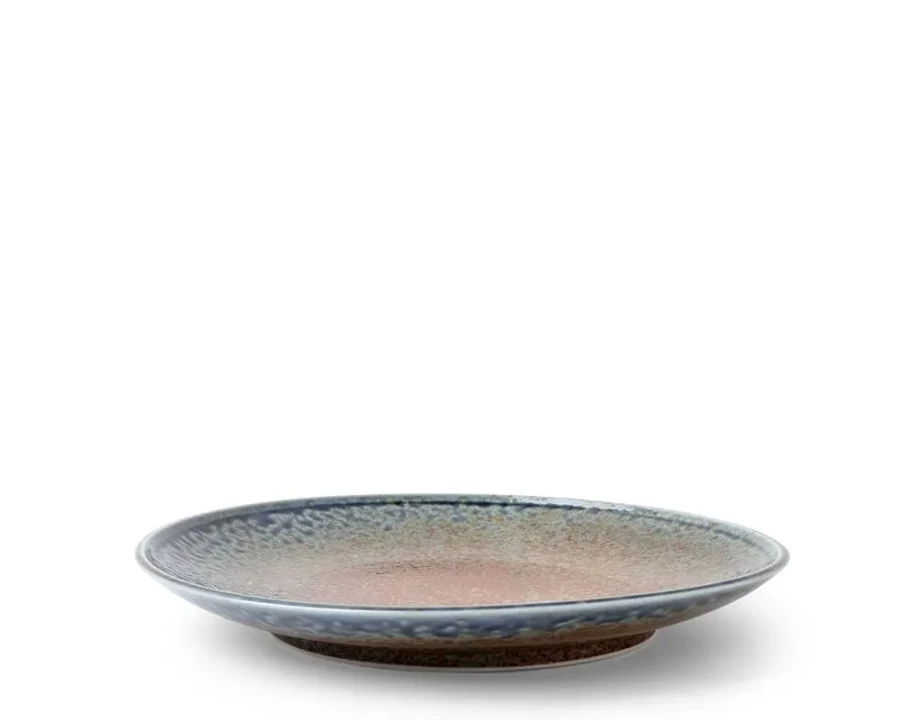Miya Company Aoi Nagashi 11.25 Inch Ceramic Plate - Handcrafted Japanese Style Dining Dish