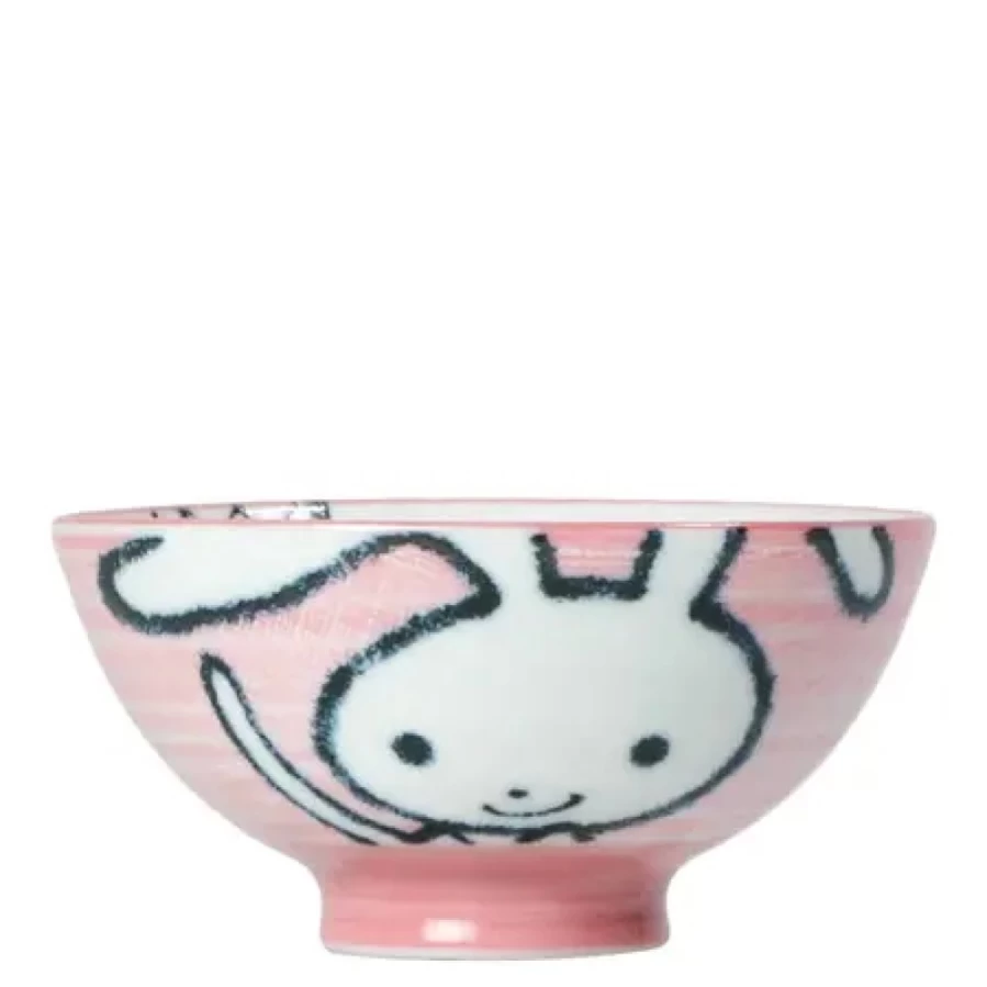 Miya Company Bunny Design 4.5-Inch Ceramic Rice Bowl – Cute Animal-Themed Dining Tableware