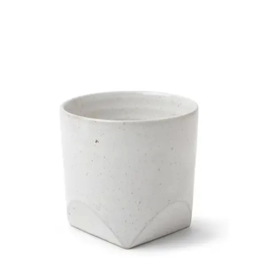 Miya Company Faceted White Teacup - Elegant Porcelain Tea Cup for Modern Dining