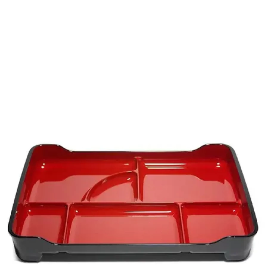 Miya Company Red Lacquered Wooden Lunch Tray 14 x 9.5 Inches - Durable & Stylish Serving Tray for Dining